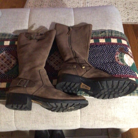 Timberland Lexiss Tall Nubuck buckle harness brown Leather riding bootsSize 9.5 - Picture 3 of 16